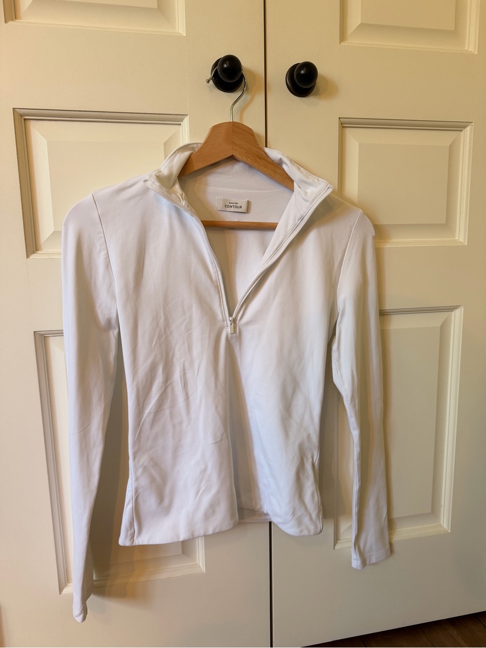 Aritzia Babaton Contour Half-Zip Longsleeve Top White Size S
